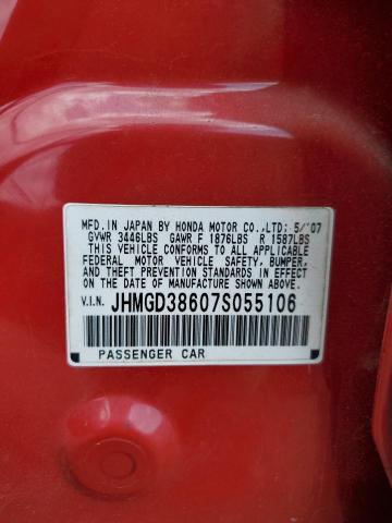 JHMGD38607S055106 - 2007 HONDA FIT S წითელი ფოტო 13