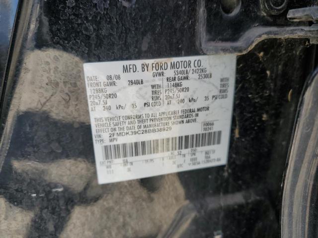 2FMDK39C28BB38929 - 2008 FORD EDGE LIMITED BLACK photo 12