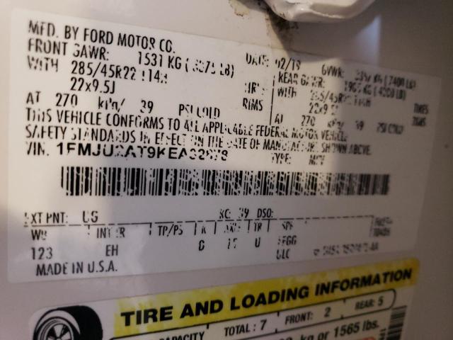 1FMJU2AT9KEA32878 - 2019 FORD EXPEDITION LIMITED WHITE photo 13