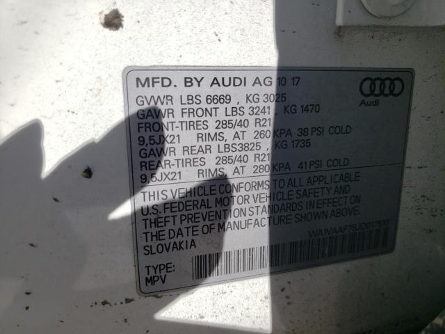 WA1VAAF75JD017510 - 2018 AUDI Q7 PRESTIGE 白色 照片 13