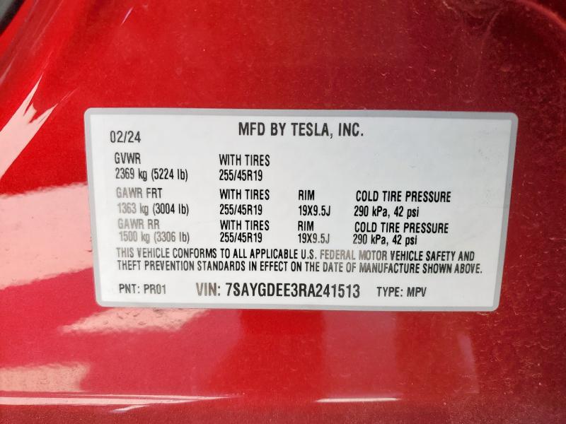 7SAYGDEE3RA241513 - 2024 TESLA MODEL Y Qırmızı foto 14