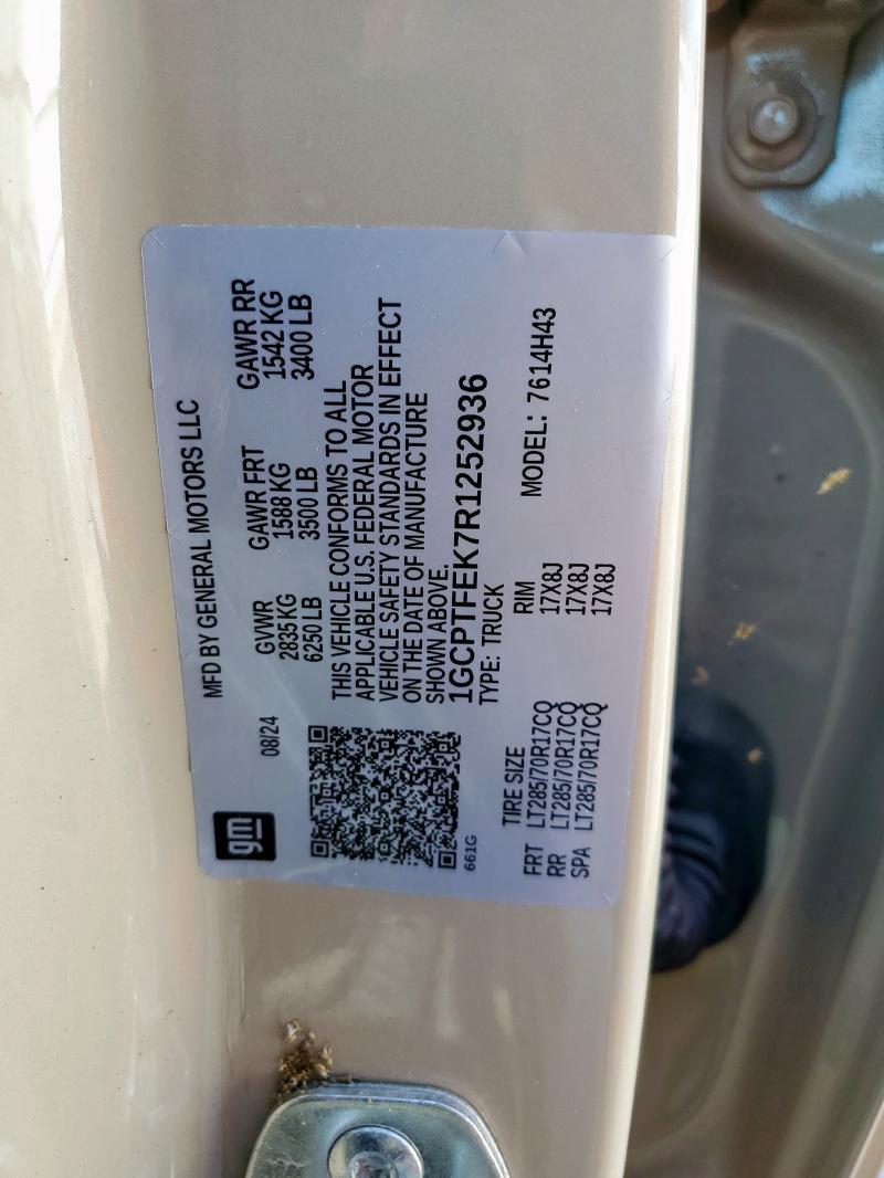 1GCPTFEK7R1252936 - 2024 CHEVROLET COLORADO ZR2 TAN photo 12