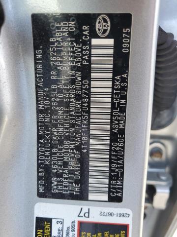 4T1BF1FK5FU487750 - 2015 TOYOTA CAMRY LE 银色 照片 12