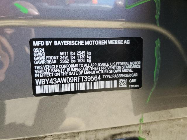 WBY43AW09RFT39564 - 2024 BMW I4 EDRIVE 35 GRAY photo 13