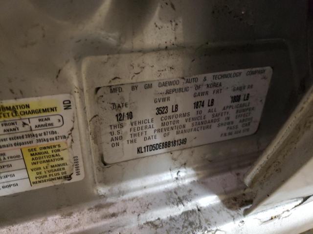 KL1TD5DE8BB181349 - 2011 CHEVROLET AVEO BASE LS SILVER photo 12