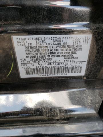 3N1AB8DV2NY205788 - 2022 NISSAN SENTRA SR BLACK photo 12