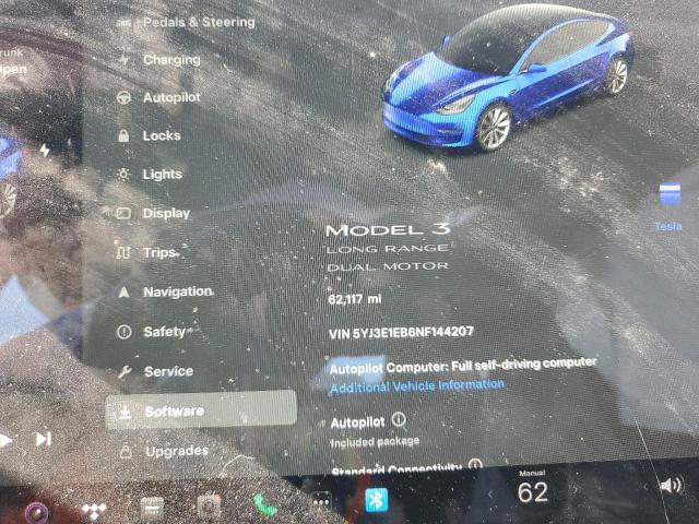 5YJ3E1EB6NF144207 - 2022 TESLA MODEL 3 AW BLUE photo 9