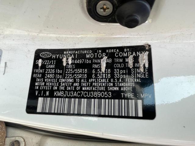 KM8JU3AC7CU389053 - 2012 HYUNDAI TUCSON GLS Biały zdjęcie 10