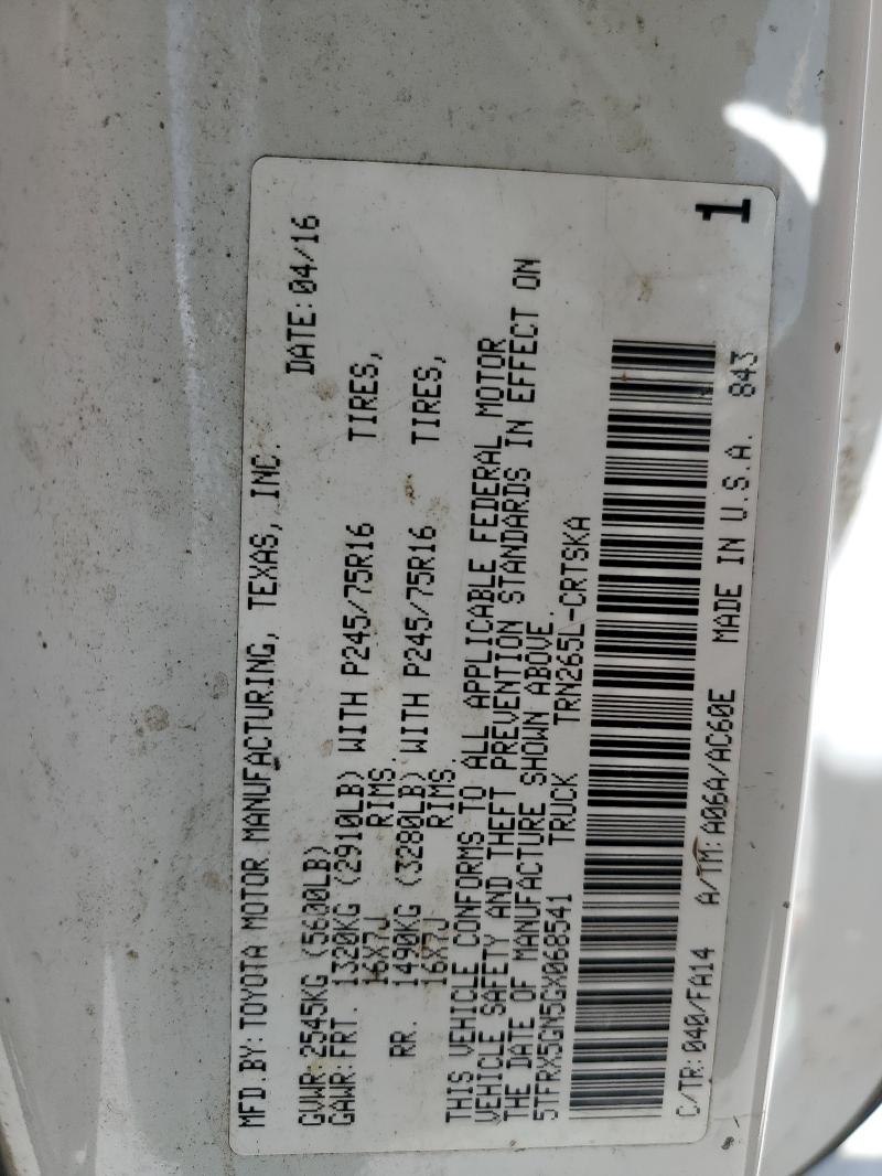 5TFRX5GN5GX068541 - 2016 TOYOTA TACOMA ACCESS CAB Blanco foto 12