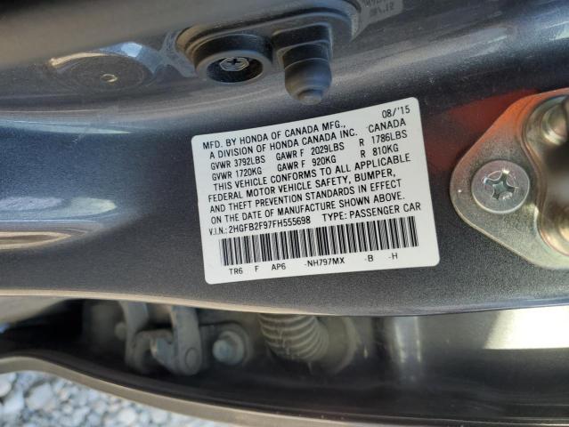2HGFB2F97FH555698 - 2015 HONDA CIVIC EXL GRAY photo 13