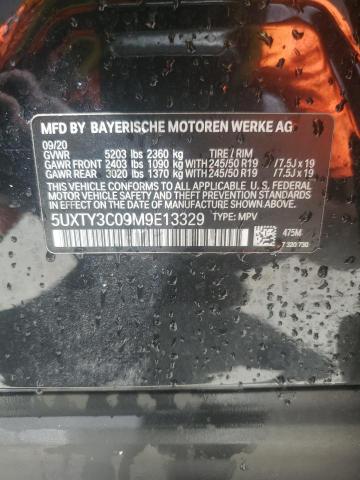 5UXTY3C09M9E13329 - 2021 BMW X3 SDRIVE30I BLACK photo 12