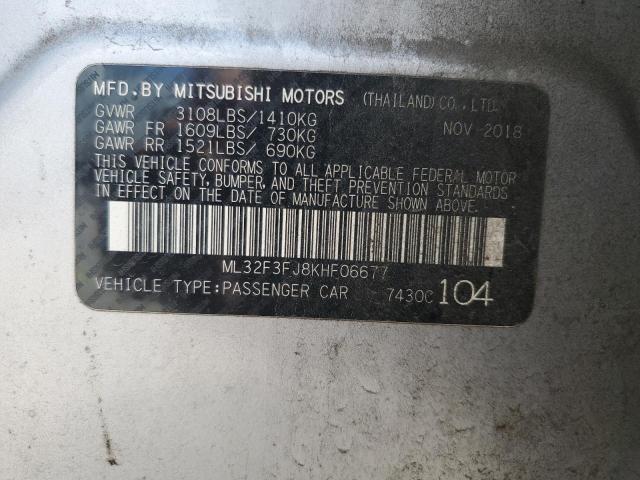 ML32F3FJ8KHF06677 - 2019 MITSUBISHI MIRAGE G4 ES 银色 照片 12