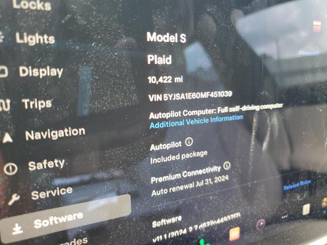 5YJSA1E60MF451039 - 2021 TESLA MODEL S RED photo 9