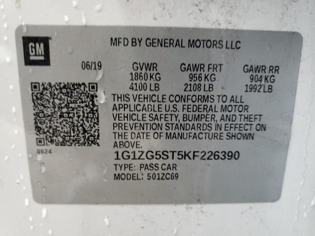 1G1ZG5ST5KF226390 - 2019 CHEVROLET MALIBU RS WHITE photo 12