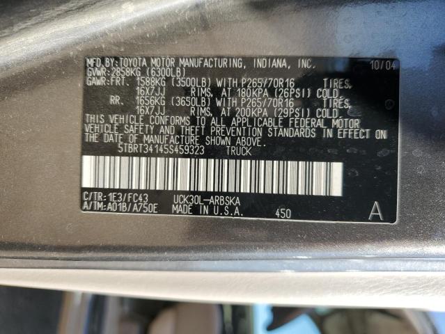 5TBRT34145S459323 - 2005 TOYOTA TUNDRA ACCESS CAB SR5 GRAY photo 12