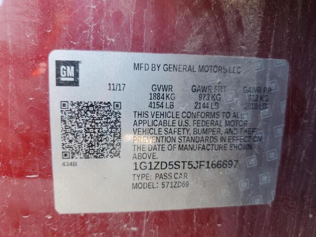 1G1ZD5ST5JF166697 - 2018 CHEVROLET MALIBU LT Qırmızı foto 12