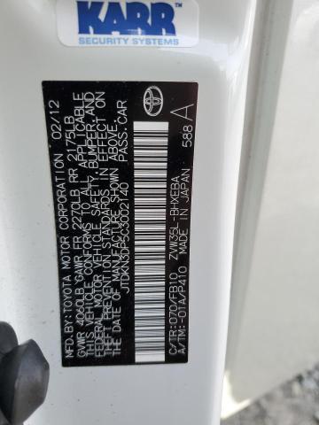 JTDKN3DP5C3002140 - 2012 TOYOTA PRIUS PLUG Weiß Foto 13