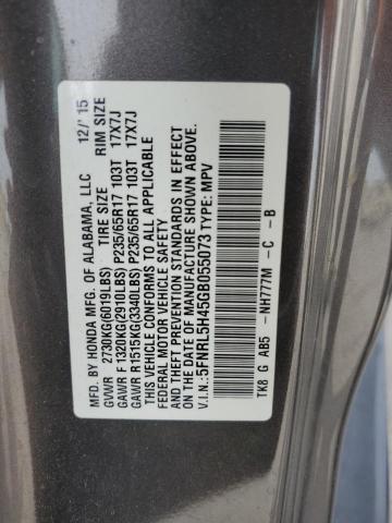 5FNRL5H45GB055073 - 2016 HONDA ODYSSEY EX GRAY photo 14