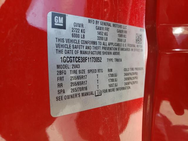 1GCGTCE38F1173052 - 2015 CHEVROLET COLORADO Z71 RED photo 12