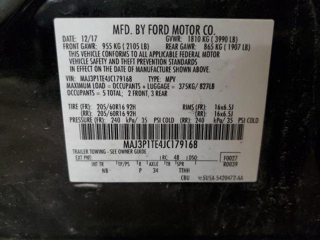 MAJ3P1TE4JC179168 - 2018 FORD ECOSPORT SE BLACK photo 13