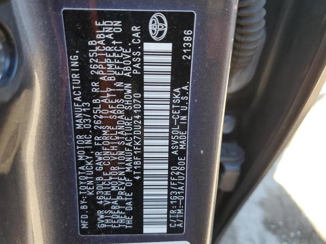 4T1BF1FK7DU241070 - 2013 TOYOTA CAMRY L GRAY photo 12