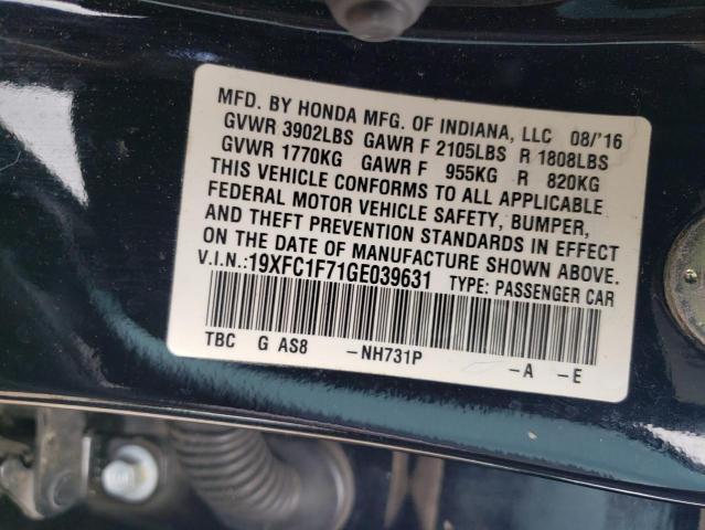 19XFC1F71GE039631 - 2016 HONDA CIVIC EXL BLACK photo 12