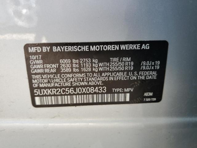 5UXKR2C56J0X08433 - 2018 BMW X5 SDRIVE35I SILVER photo 13