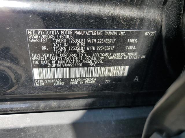 2T3P1RFV4NW291396 - 2022 TOYOTA RAV4 XLE BLACK photo 13