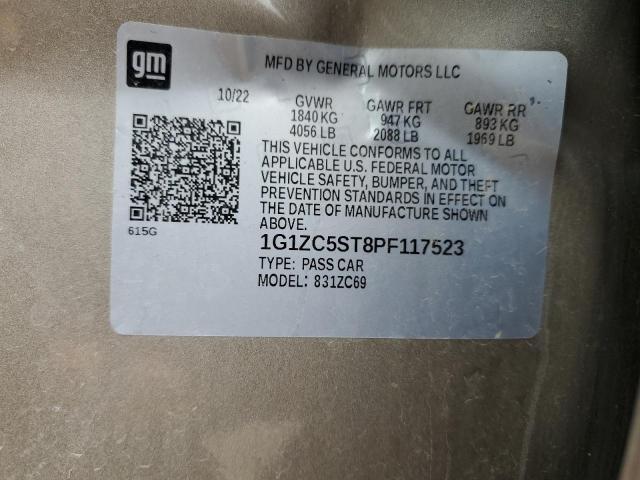 1G1ZC5ST8PF117523 - 2023 CHEVROLET MALIBU LS თაფლისფერი ფოტო 12