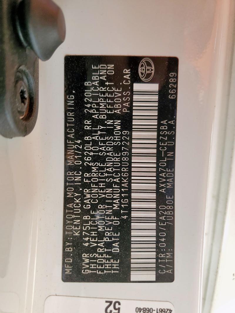 4T1G11AK6RU897229 - 2024 TOYOTA CAMRY SE NIGHT SHADE WHITE photo 12