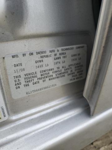 KL1TD66E89B621924 - 2009 CHEVROLET AVEO LS SILVER photo 13