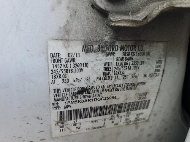 1FM5K8AR1DGC25984 - 2013 FORD EXPLORER POLICE INTERCEPTOR WHITE photo 13