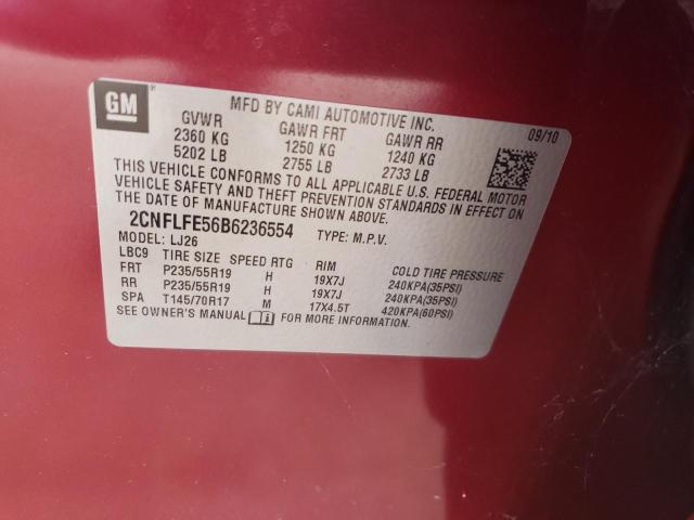 2CNFLFE56B6236554 - 2011 CHEVROLET EQUINOX LTZ BURGUNDY photo 12