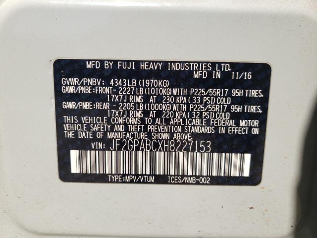 JF2GPABCXH8227153 - 2017 SUBARU CROSSTREK PREMIUM GRAY photo 13