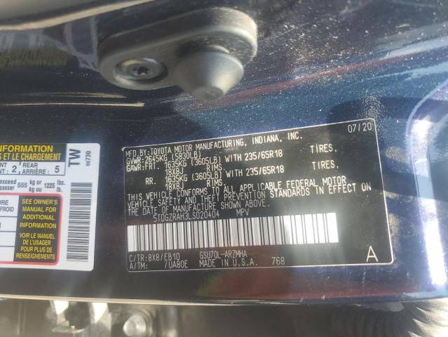 5TDGZRAH3LS020404 - 2020 TOYOTA HIGHLANDER XLE Mavi foto 13