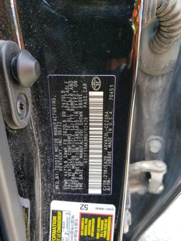 4T1T11AK9NU702426 - 2022 TOYOTA CAMRY SE BLACK photo 12