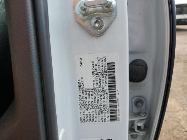 1HGCV1F31NA048471 - 2022 HONDA ACCORD SPORT WHITE photo 12