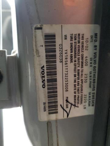 YV1RS61T732253008 - 2003 VOLVO S60 SILVER photo 12