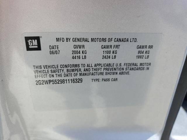 2G2WP552981116329 - 2008 PONTIAC GRAND PRIX 银色 照片 12