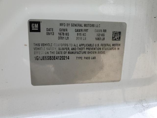 1G1JE6SB3E4120214 - 2014 CHEVROLET SONIC LTZ WHITE photo 13