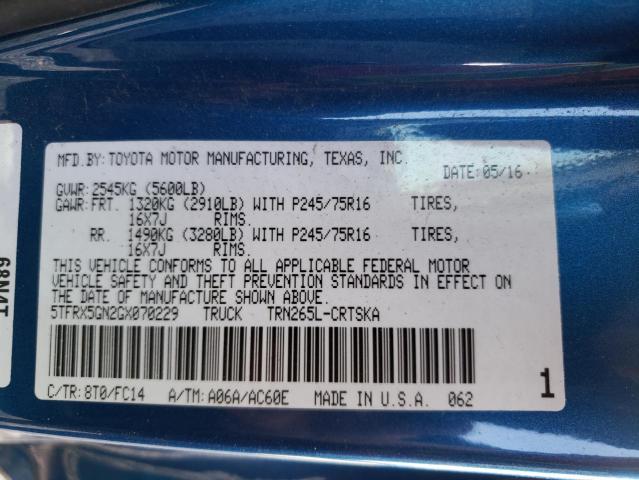 5TFRX5GN2GX070229 - 2016 TOYOTA TACOMA ACCESS CAB Mavi foto 12