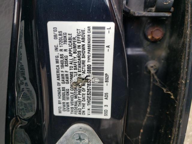 1HGES26783L036880 - 2003 HONDA CIVIC EX BLACK photo 12