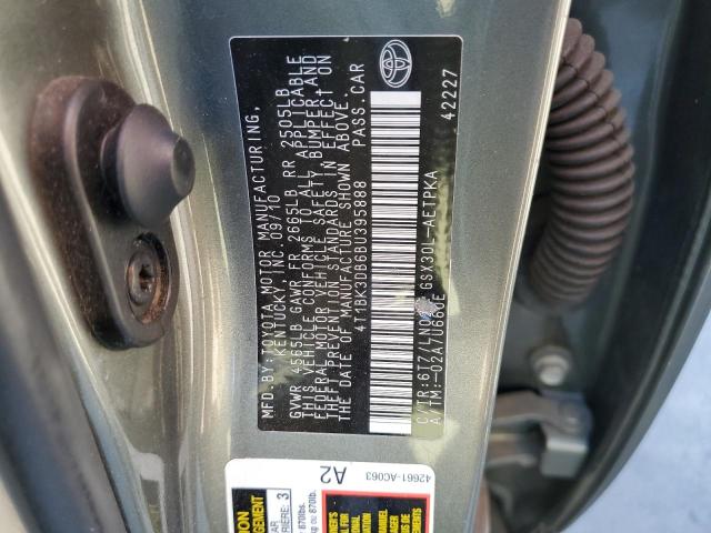 4T1BK3DB6BU395888 - 2011 TOYOTA AVALON BASE 绿色 照片 12