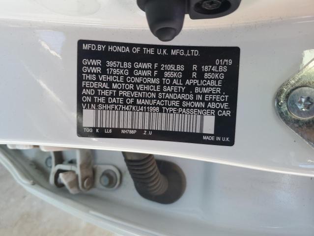 SHHFK7H47KU411998 - 2019 HONDA CIVIC SPORT 白色 照片 13