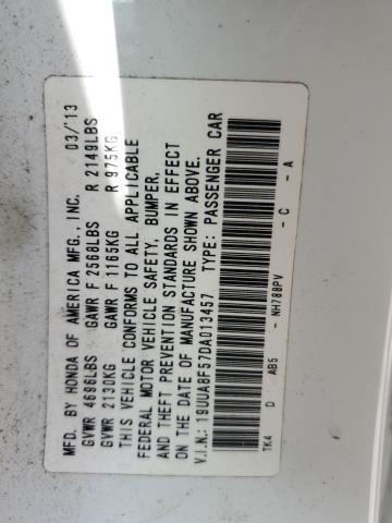 19UUA8F57DA013457 - 2013 ACURA TL TECH WHITE photo 13