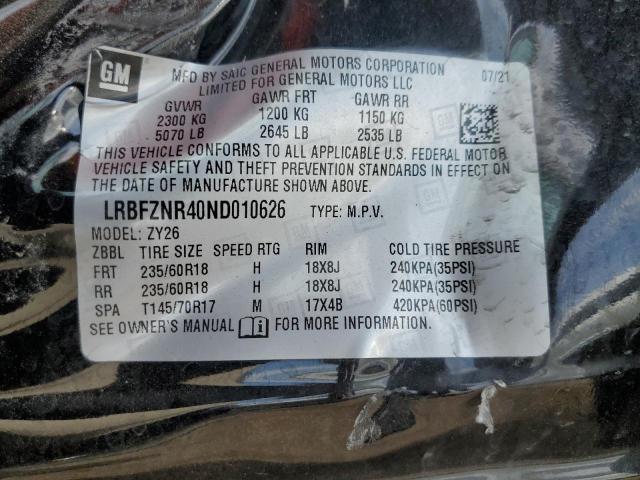 LRBFZNR40ND010626 - 2022 BUICK ENVISION ESSENCE BLACK photo 13