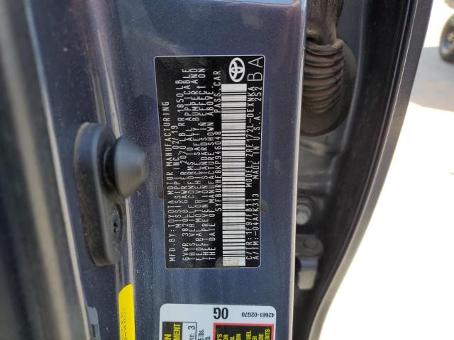 5YFBURHE8KP946048 - 2019 TOYOTA COROLLA L GRAY photo 13