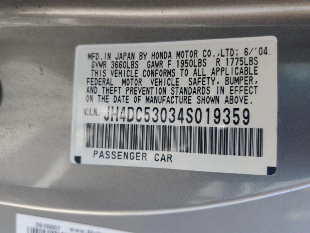 JH4DC53034S019359 - 2004 ACURA RSX TYPE-S SILVER photo 13