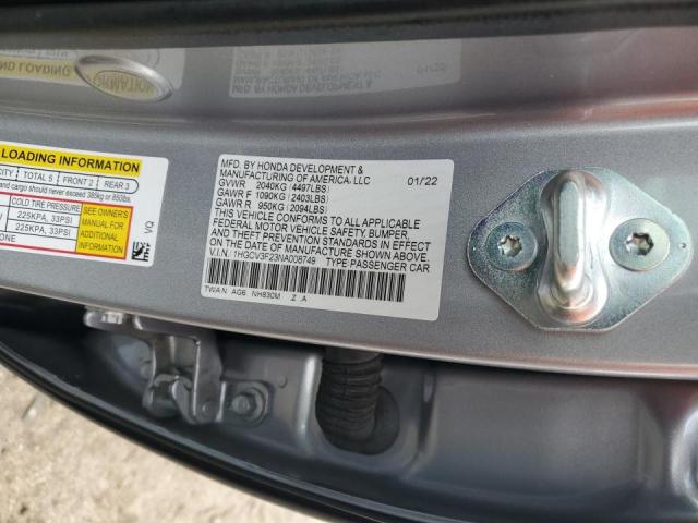 1HGCV3F23NA008749 - 2022 HONDA ACCORD HYBRID SPORT GRAY photo 12