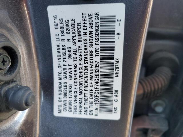 19XFC1F74GE032057 - 2016 HONDA CIVIC EXL CHARCOAL photo 12